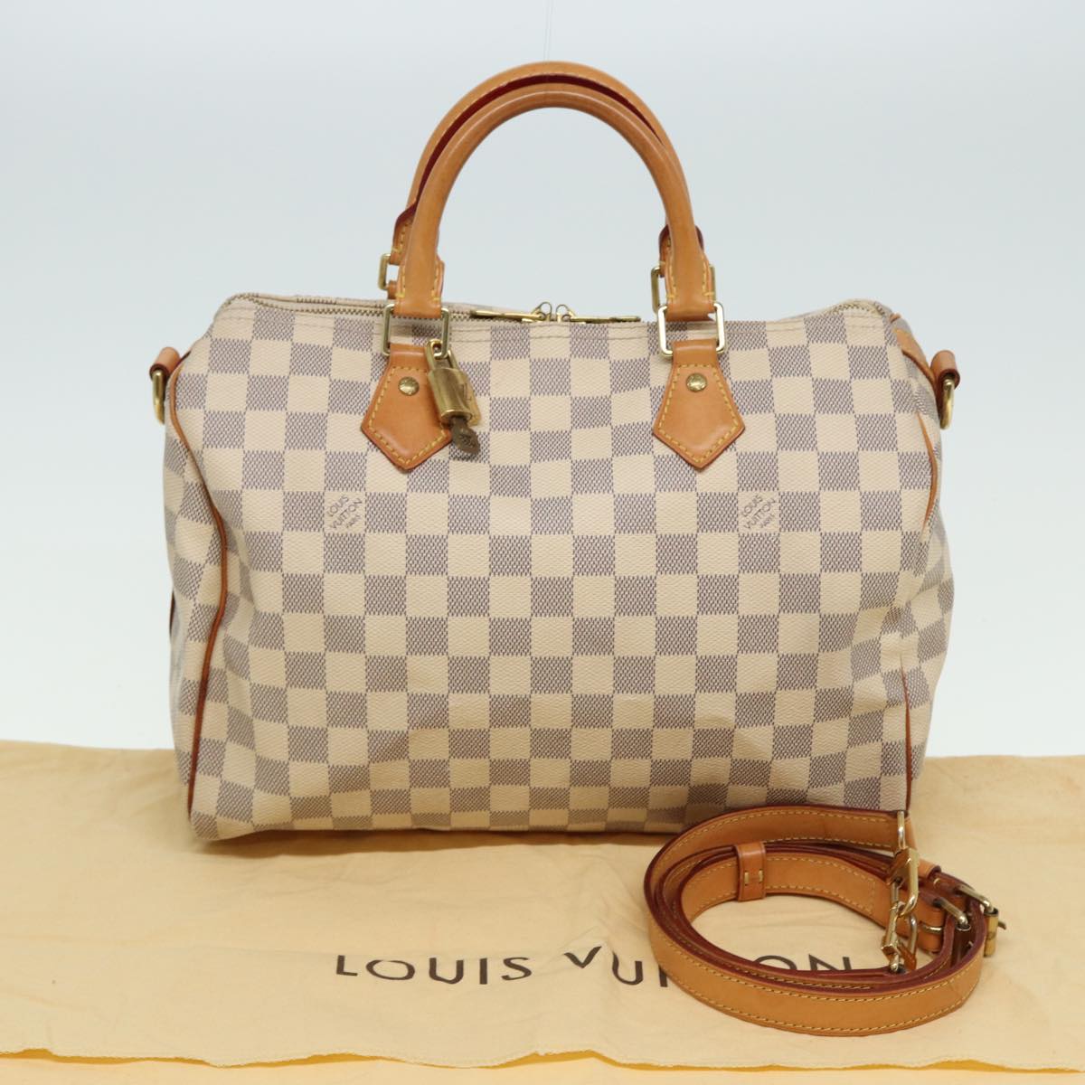 Louis Vuitton Speedy Bandoulière 30, White, Canvas, handbag