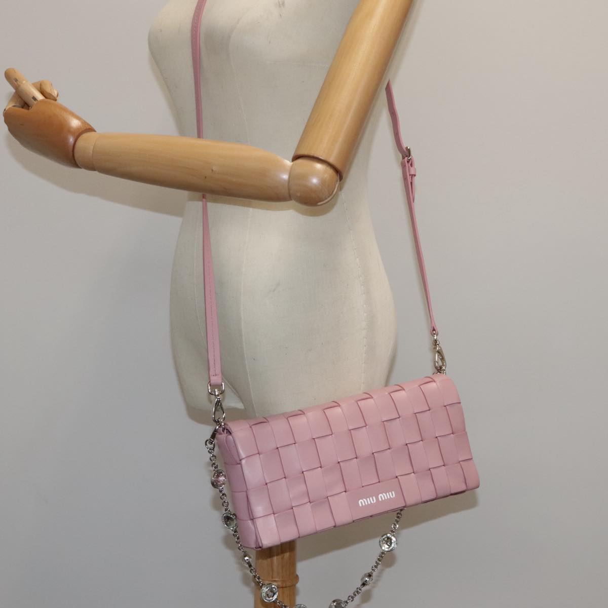 Miu Miu Kira, Pink, Leather, shoulder