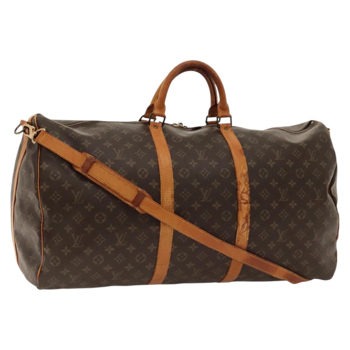 Louis Vuitton Keepall Bandoulière 60, Brown, Canvas, travel
