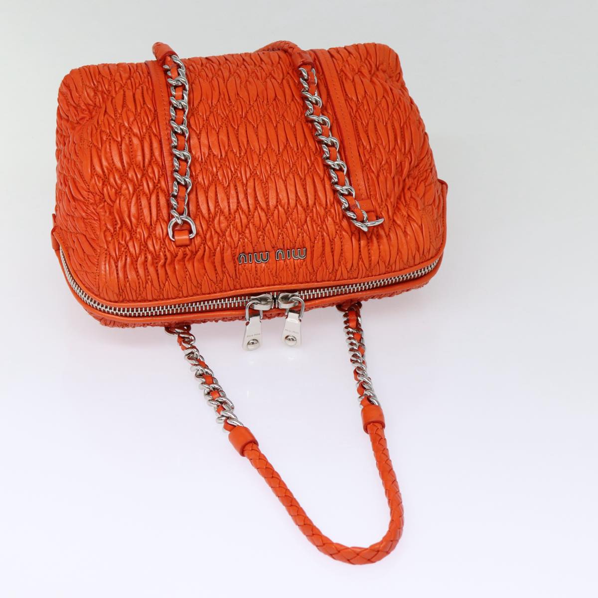 Miu Miu Matelassé, Orange, Leather, shoulder