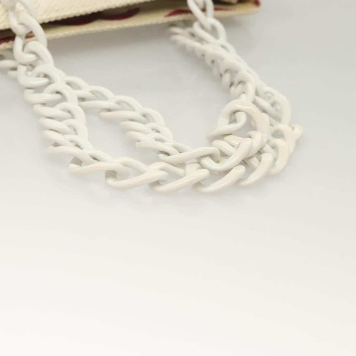 Chanel Logo CC, White, Canvas, shoulder