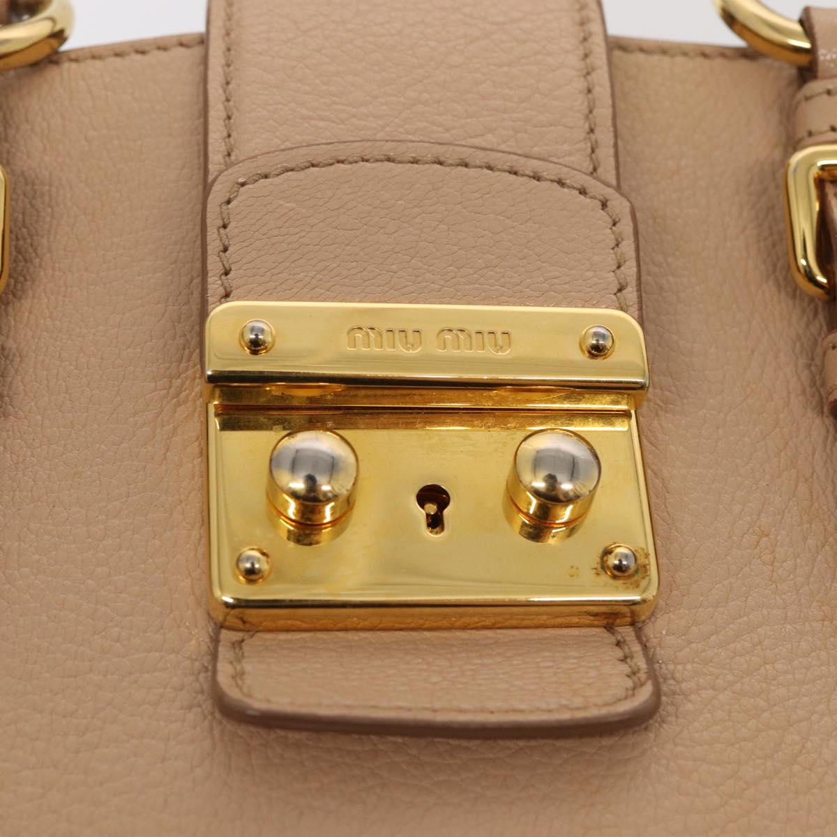 Miu Miu Madras, Beige, Leather, handbag