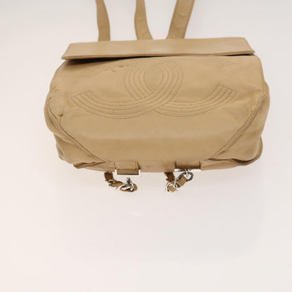 Chanel Cc, Beige, Leather, backpack