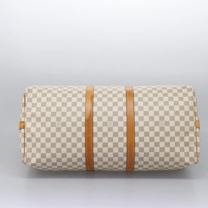 Louis Vuitton Keepall Bandoulière 55, White, Canvas, travel