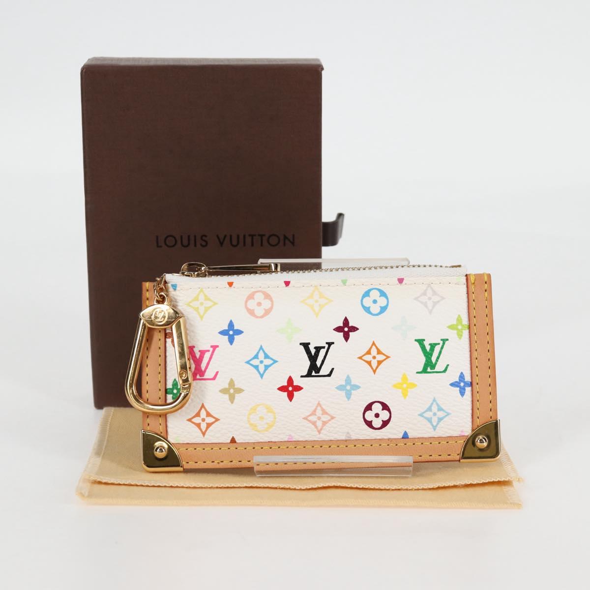 Louis Vuitton Pochette Clés, White, Canvas, wallet