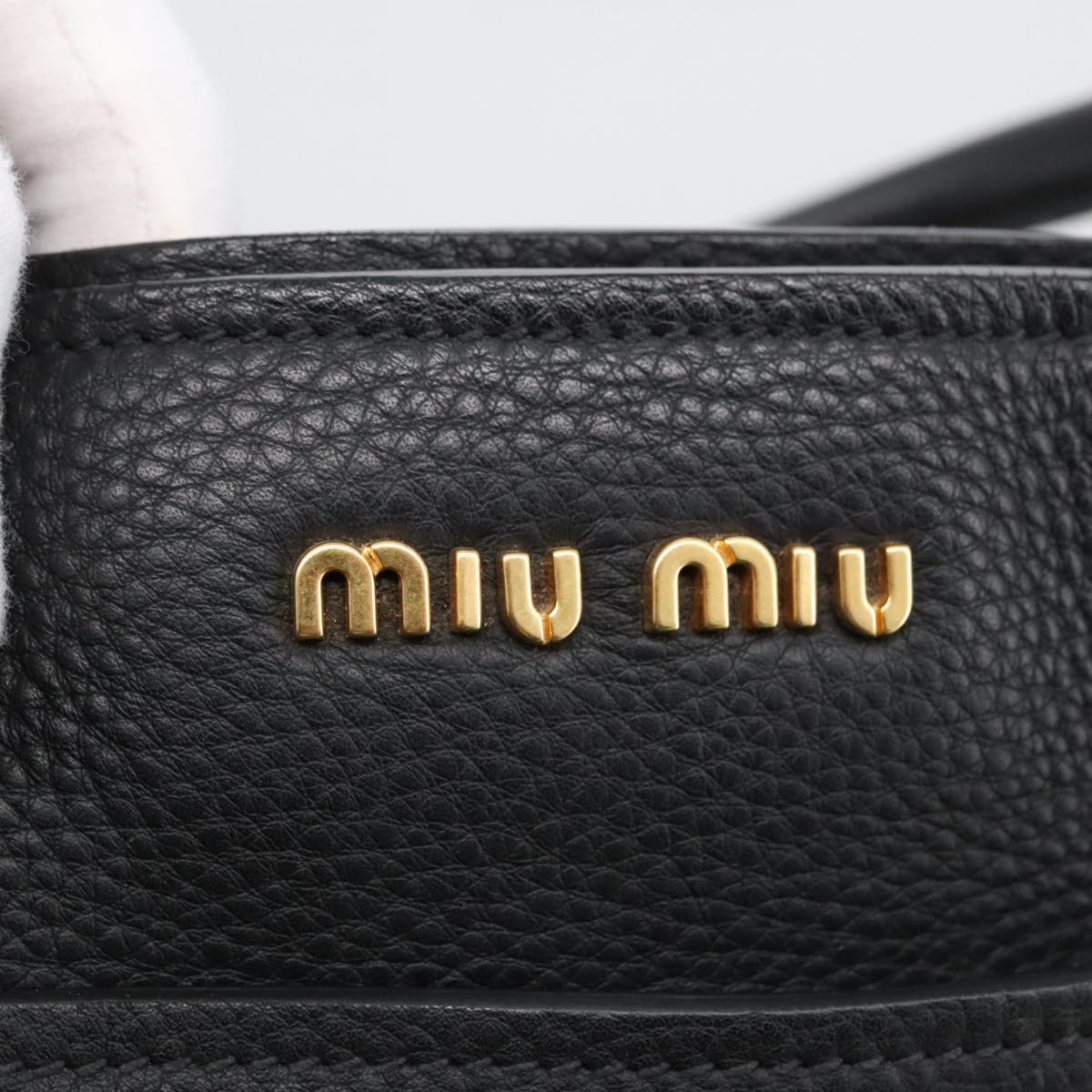 Miu Miu Vitello, Black, Leather, handbag