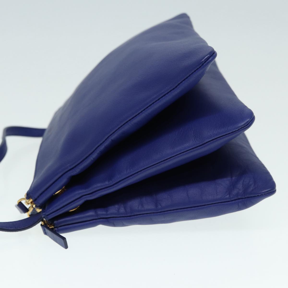 Céline Trio, Blue, Leather, shoulder