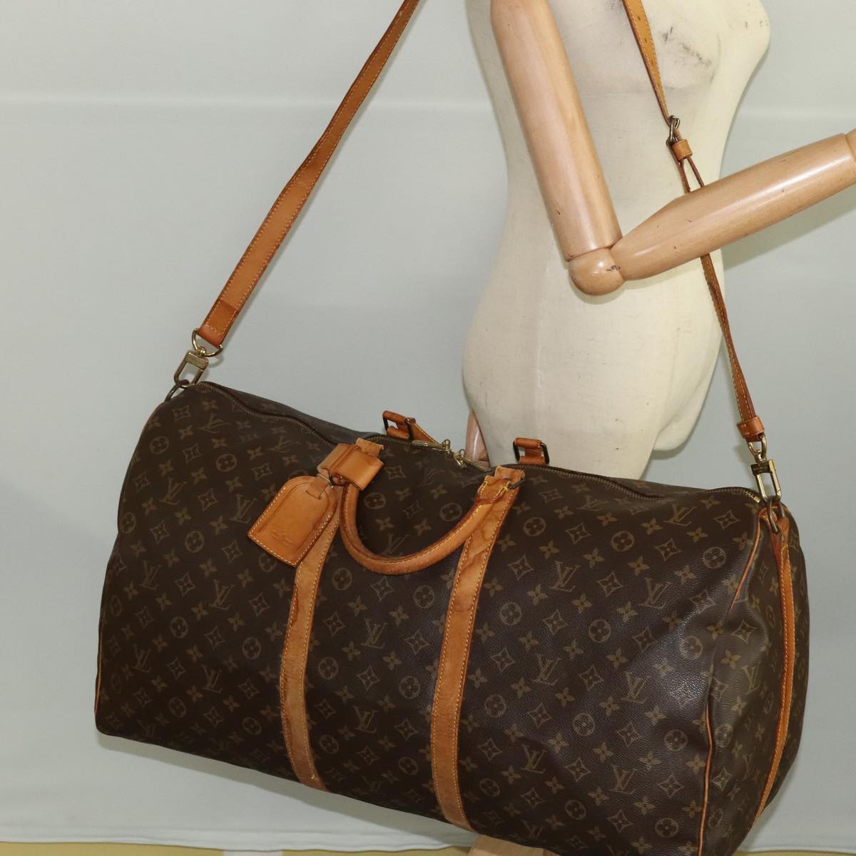 Louis Vuitton Keepall Bandoulière 60, Brown, Canvas, travel