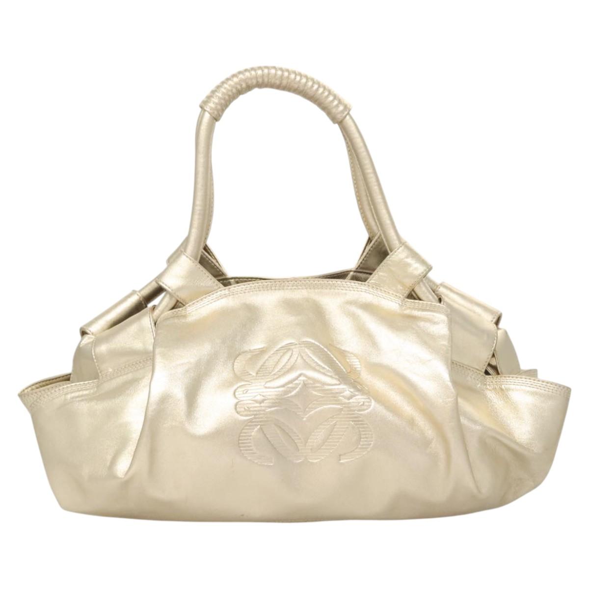 Loewe Anagram Logo Nappa Aire Hand Bag Leather, GOLD, LEATHER, Handbag