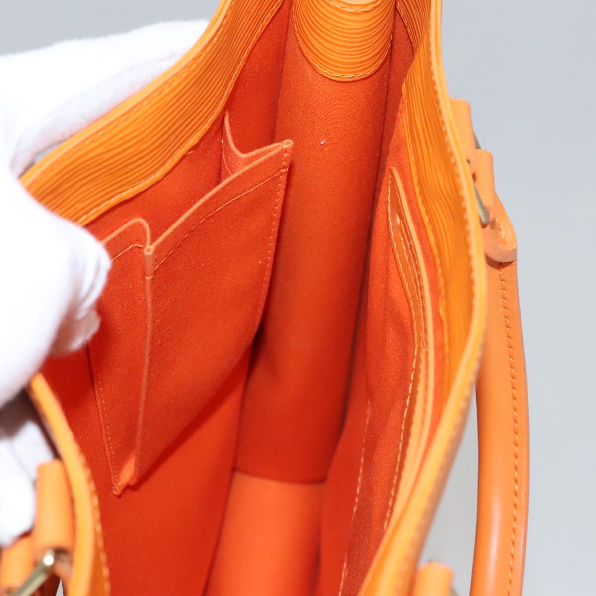 Louis Vuitton Sac Plat, Orange, Leather, tote