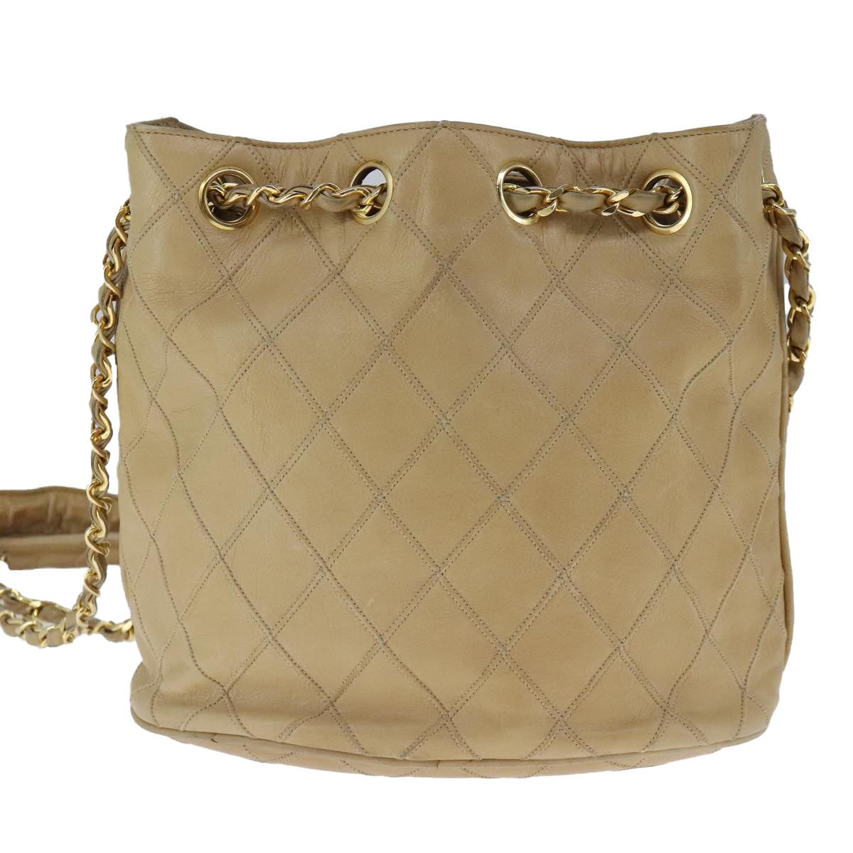 Chanel Cc, Beige, Calfskin, shoulder