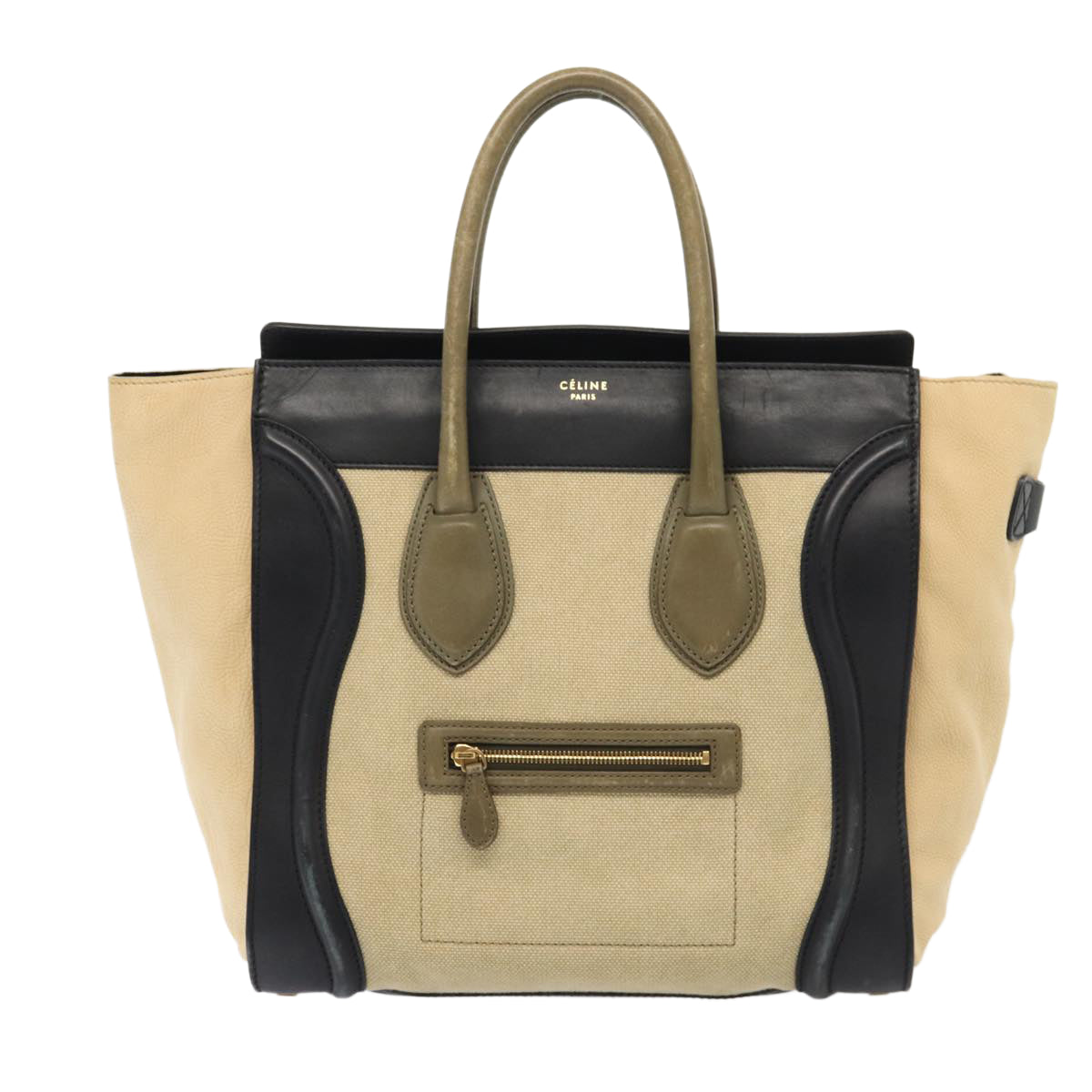 Céline Luggage, Beige, Canvas, handbag