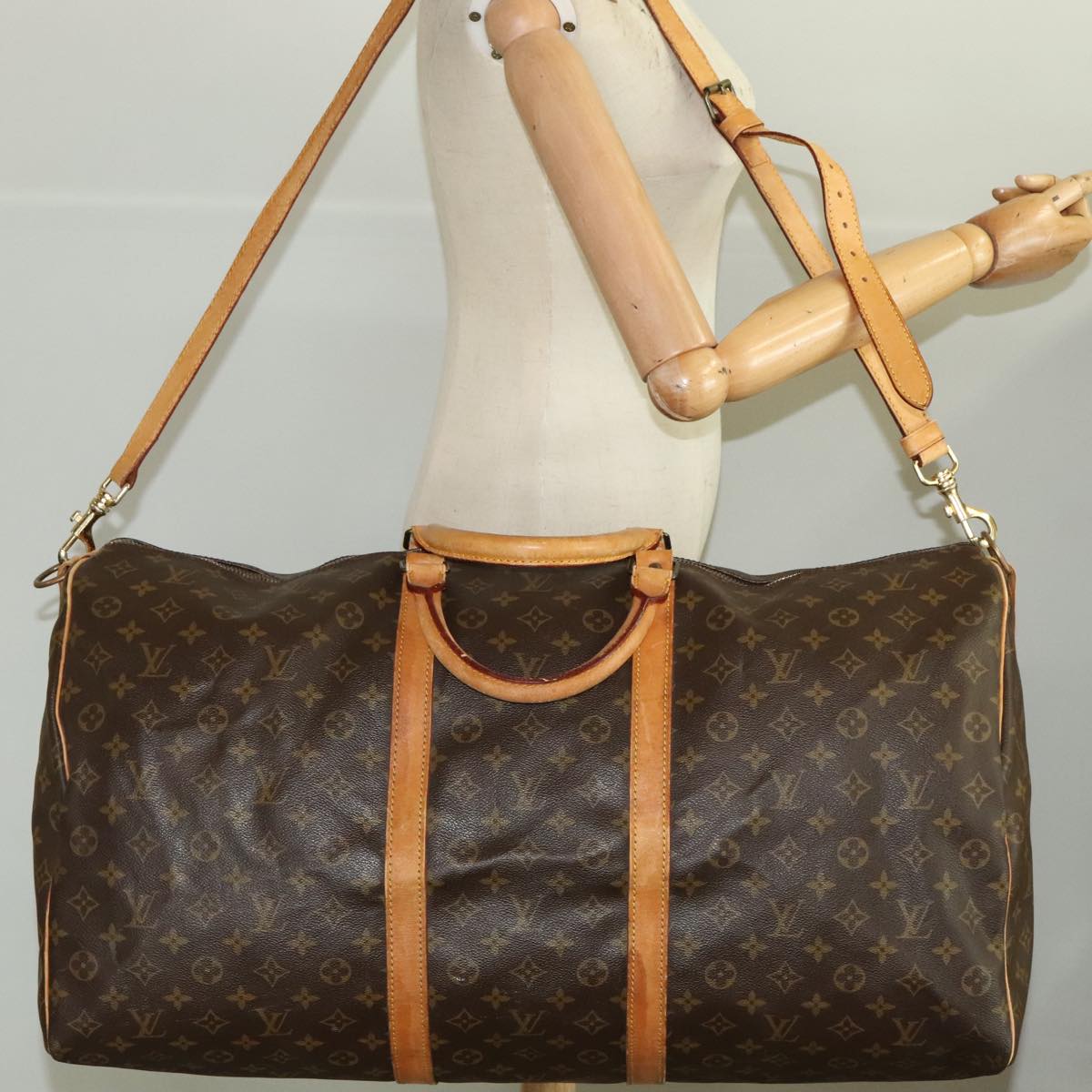 Louis Vuitton Keepall Bandoulière 60, Brown, Canvas, travel