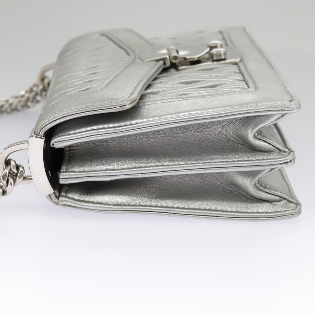 Miu Miu Confidential, Silver, Leather, shoulder