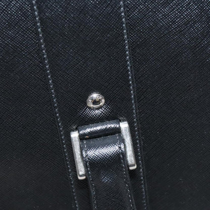 Prada Triangle Logo, Black, Leather, travel