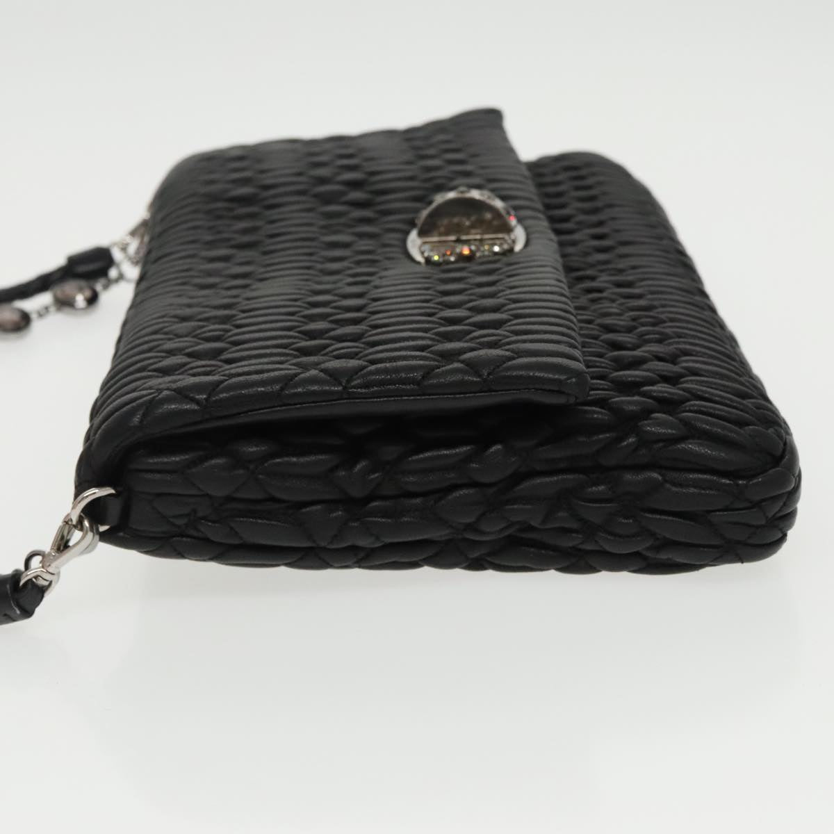 Miu Miu Crystal, Black, Leather, shoulder