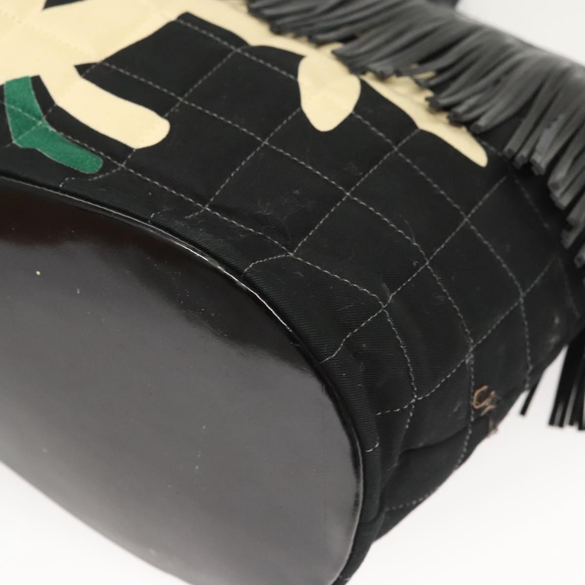 Chanel Chocolate bar, Black, Canvas, handbag