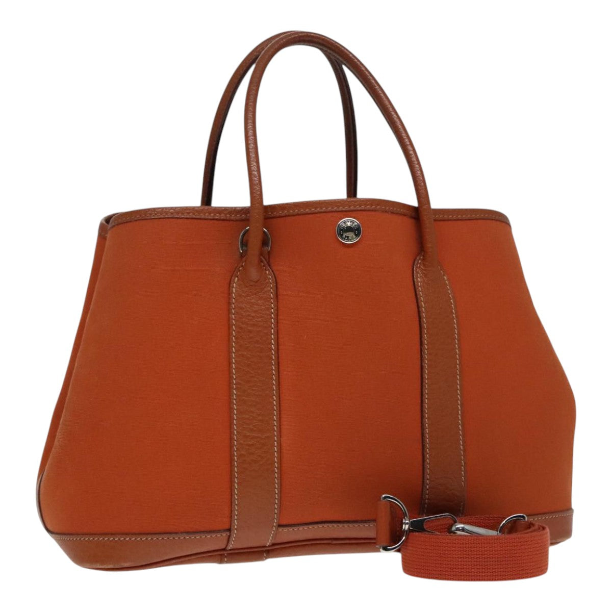 Hermès Garden Party, Brown, Canvas, handbag