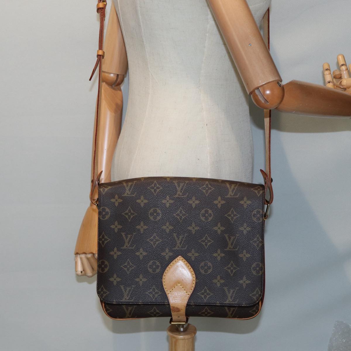 Louis Vuitton Cartouchiere, Brown, Canvas, shoulder