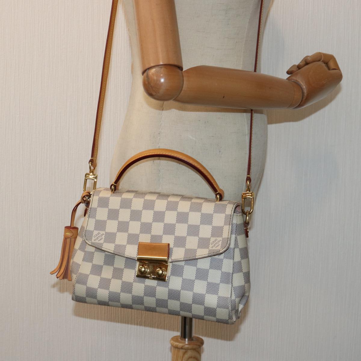 Louis Vuitton Croisette, White, Canvas, handbag