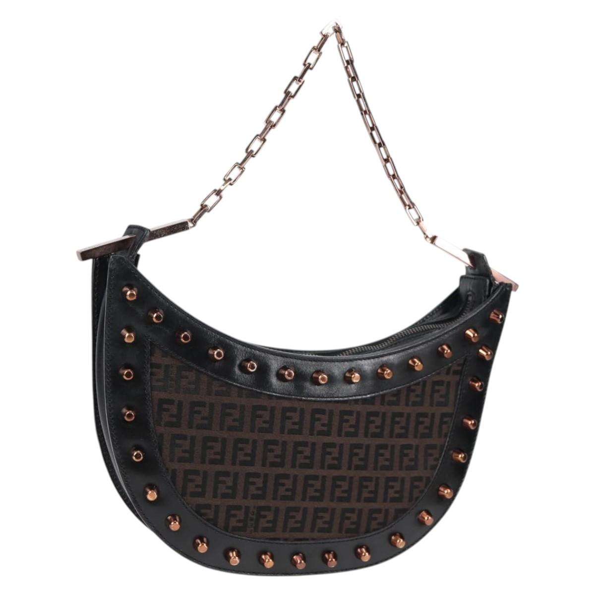 Fendi, Black, Canvas, shoulder