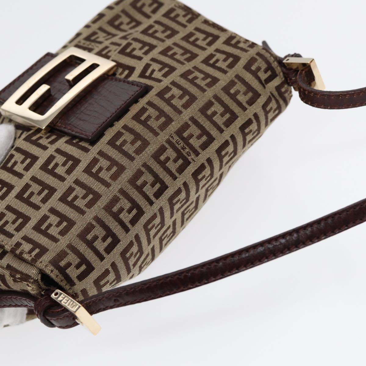 Fendi Mamma Baguette, Brown, Canvas, handbag