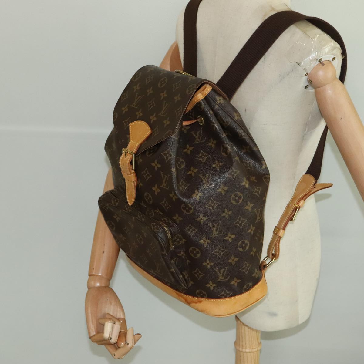 Louis Vuitton Montsouris, Brown, Canvas, backpack