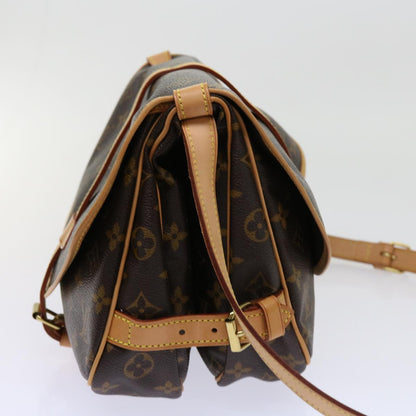 Louis Vuitton Saumur, Brown, Canvas, shoulder