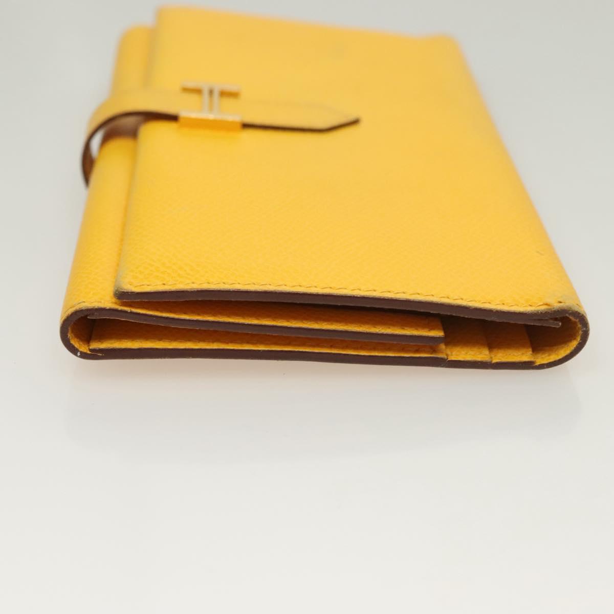 Hermès Béarn, Yellow, Leather, wallet