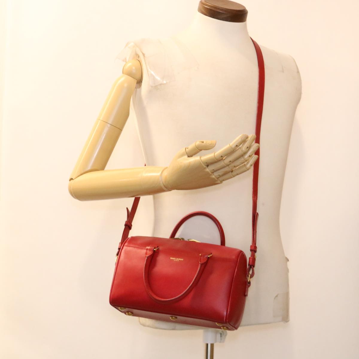 Yves Saint Laurent Duffle, Red, Leather, handbag