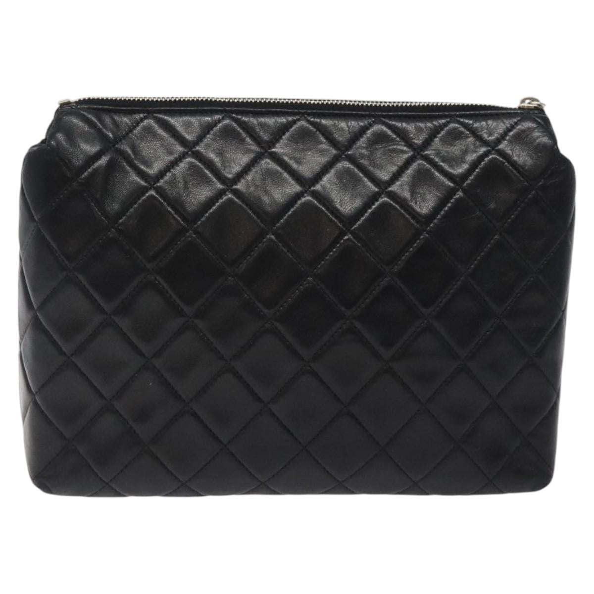 Chanel Timeless, Black, Leather, clutch