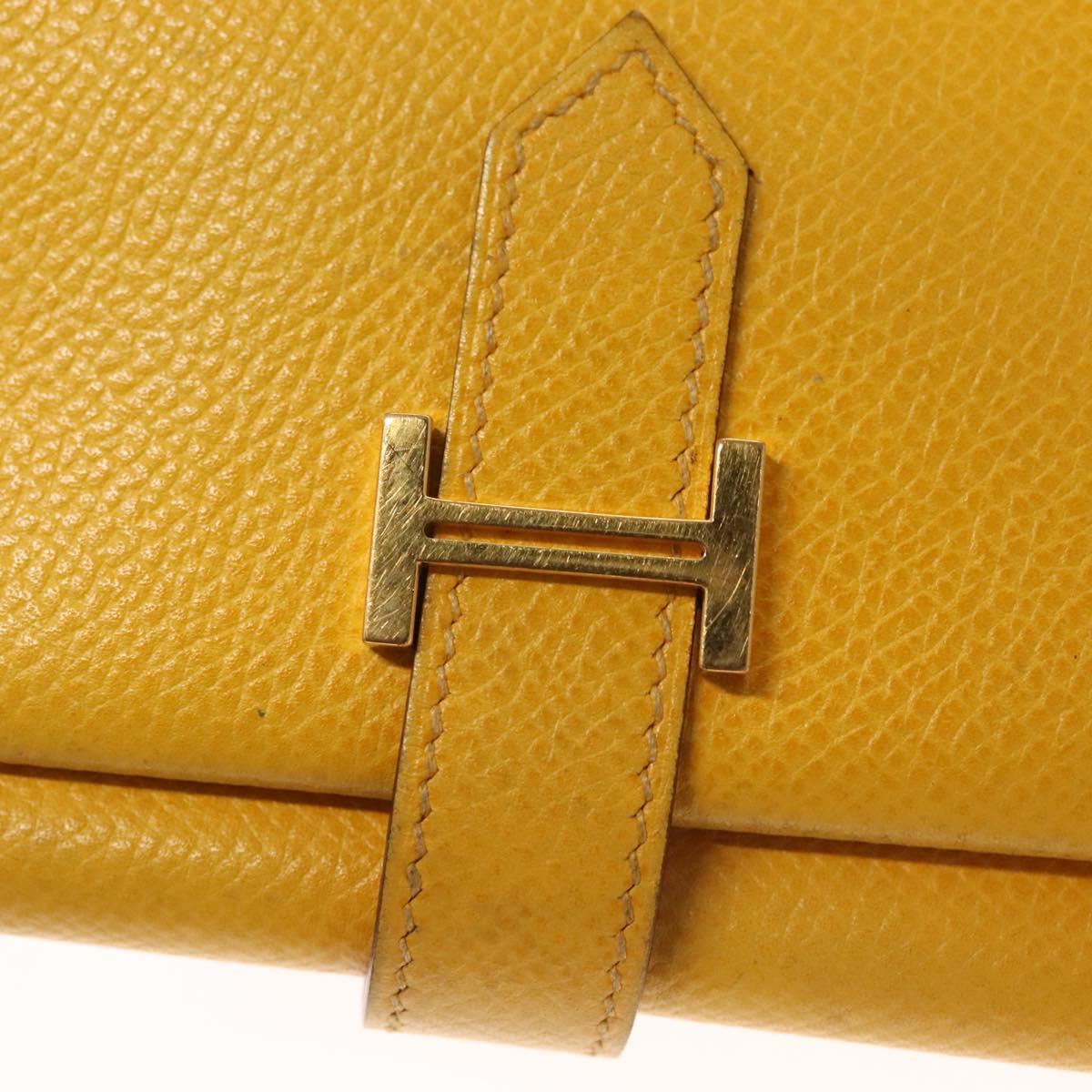 Hermès Béarn, Yellow, Leather, wallet