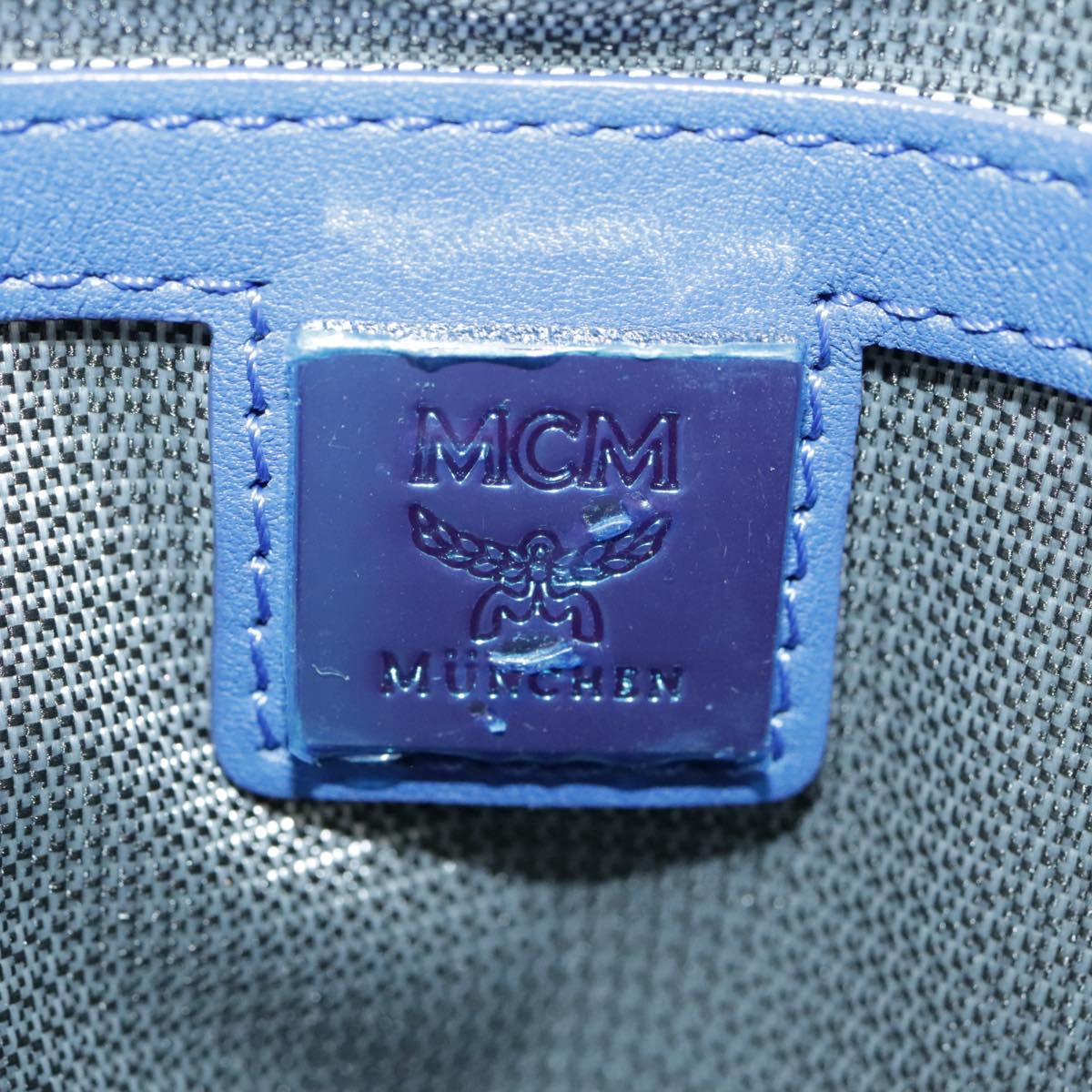 MCM Visetos, Blue, Canvas, shoulder