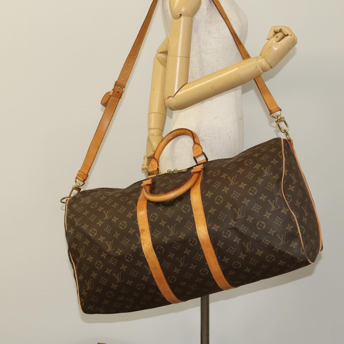 Louis Vuitton Keepall Bandouliere 55, Brown, Canvas, travel