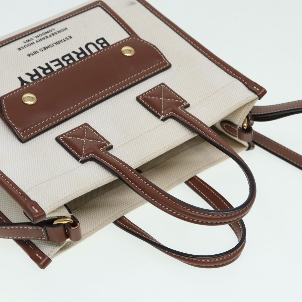 Burberry Horseferry, Beige, Canvas, handbag