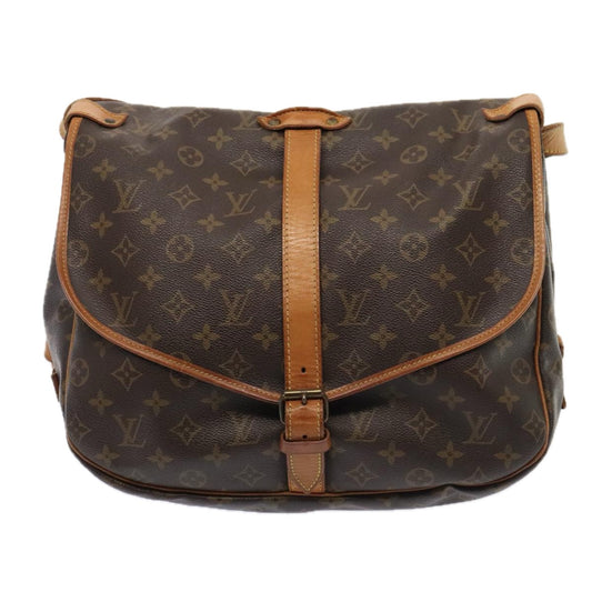 Louis Vuitton Saumur 35, Brown, Canvas, shoulder