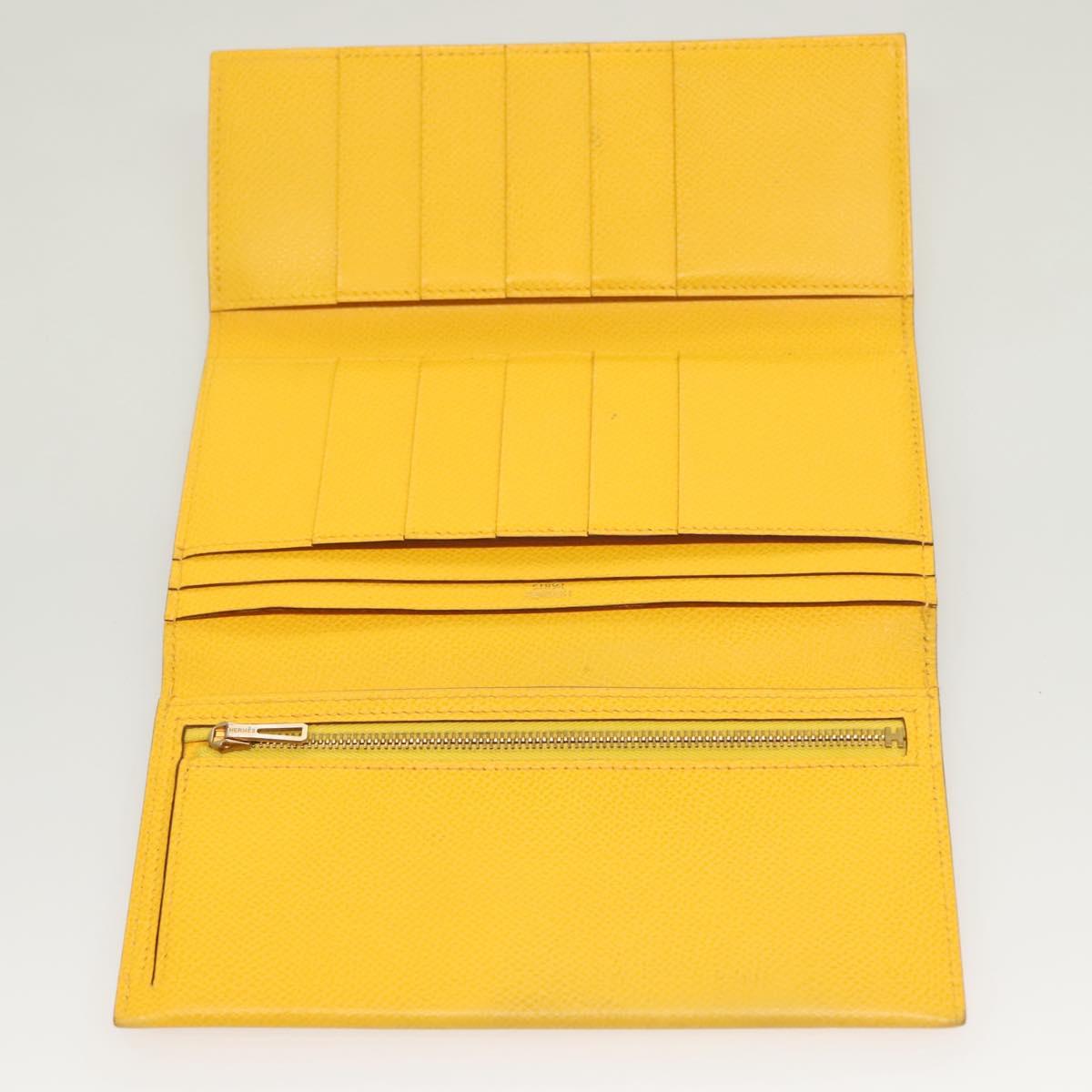 Hermès Béarn, Yellow, Leather, wallet