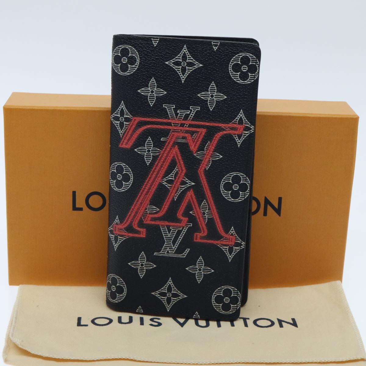 Louis Vuitton Brazza, Navy, Canvas, wallet