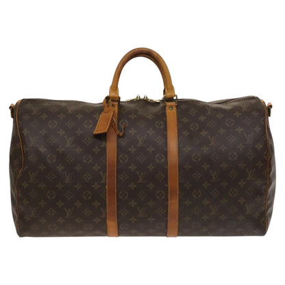 Louis Vuitton Keepall Bandouliere 55, Black, Canvas, travel