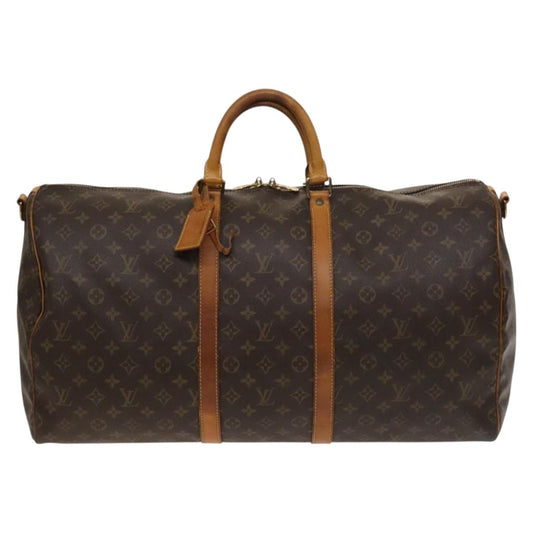 Louis Vuitton Keepall Bandouliere 55, Black, Canvas, travel