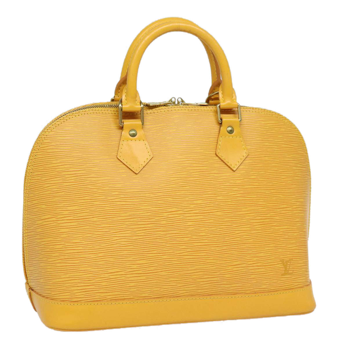 Louis Vuitton Alma, Yellow, Leather, handbag