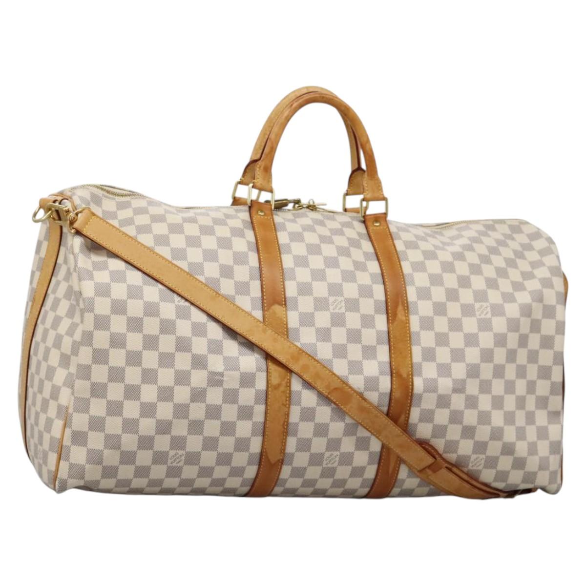 Louis Vuitton Keepall Bandoulière 55, White, Canvas, travel