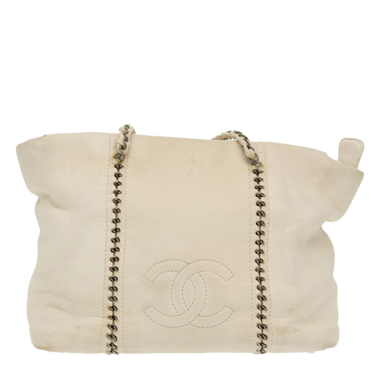 Chanel Shopping, White, Leather, tote