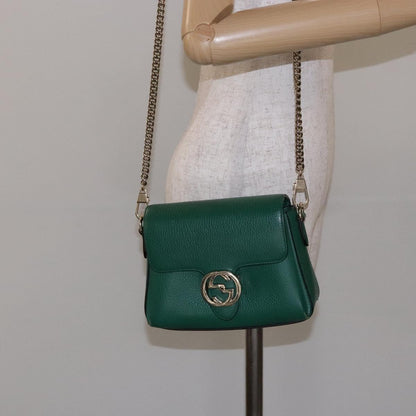Gucci Interlocking G, Green, Leather, shoulder