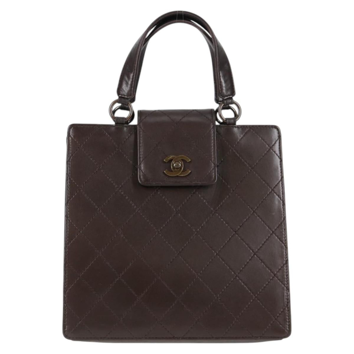 Chanel Coco Mark, Brown, Leather, handbag
