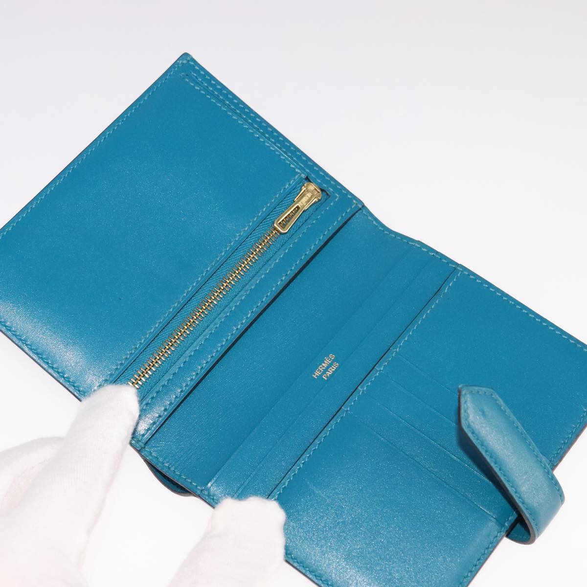 Hermès Béarn, Blue, Leather, wallet