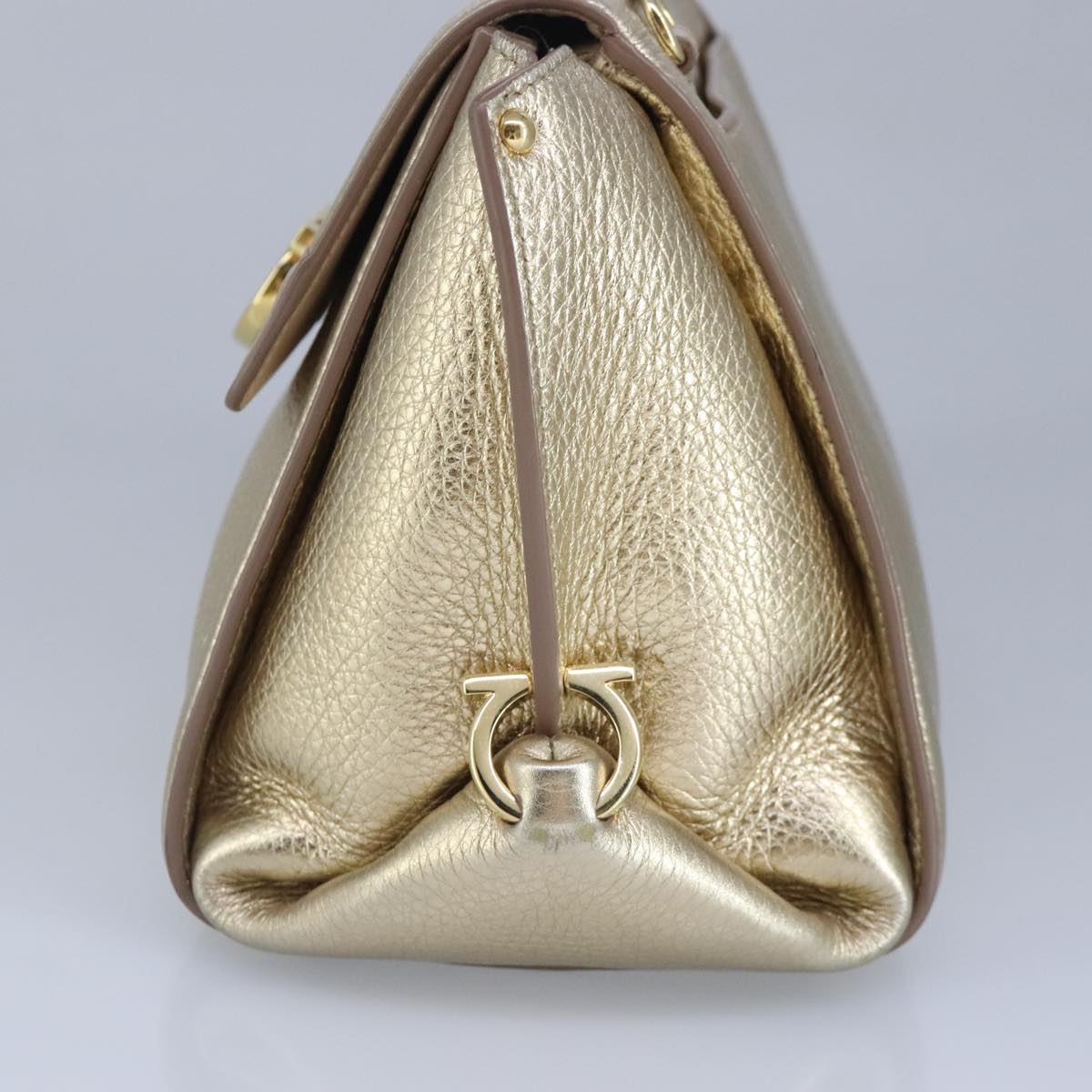 Salvatore Ferragamo Sofia, Gold, Leather, handbag