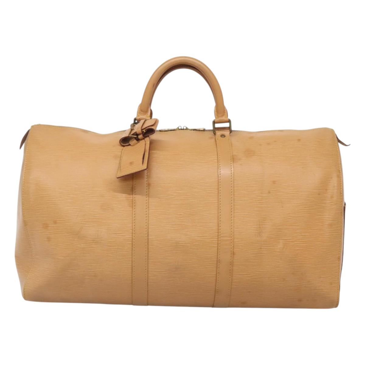 Louis Vuitton Keepall 50, Beige, Leather, travel