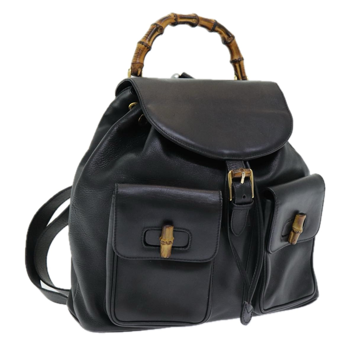 Gucci Bamboo, Black, Leather, backpack