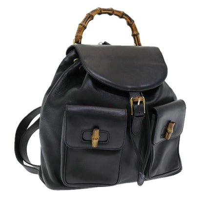 Gucci Bamboo, Black, Leather, backpack